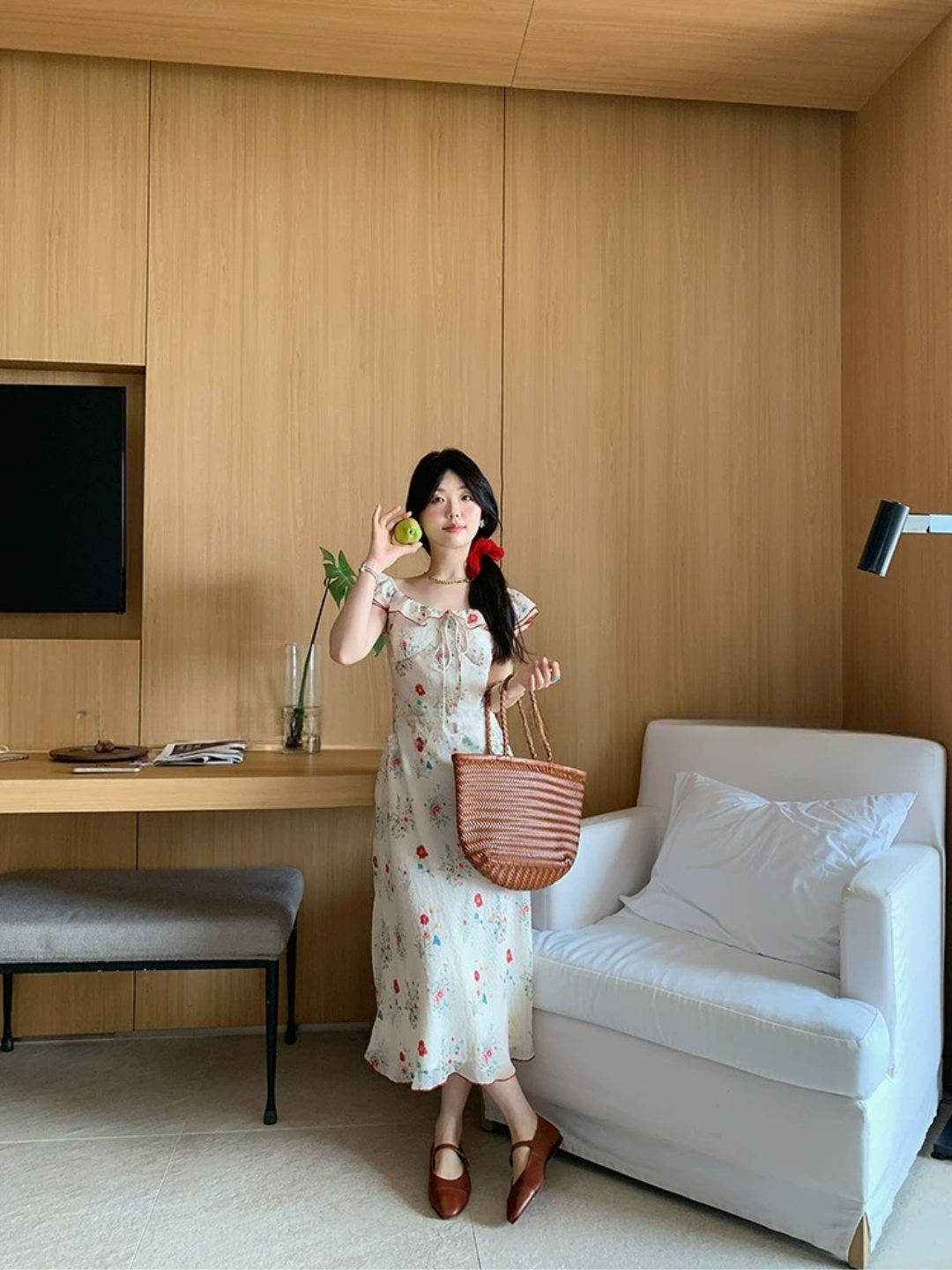 フレンチフラワー リボンワンピース