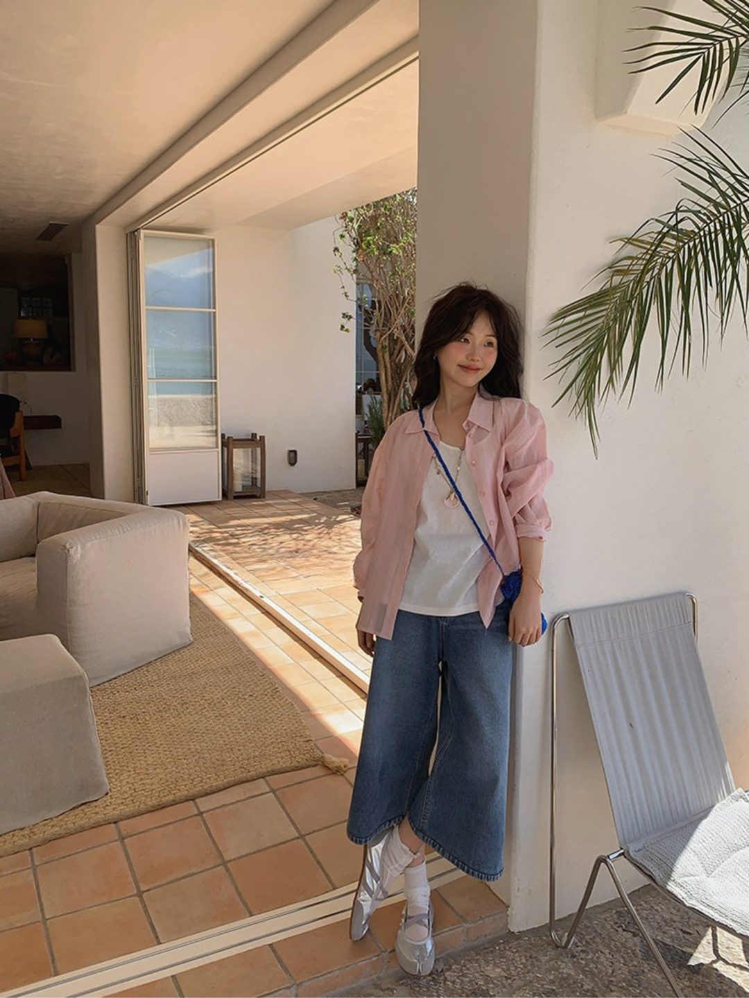 ロゼシフォンライトシャツ