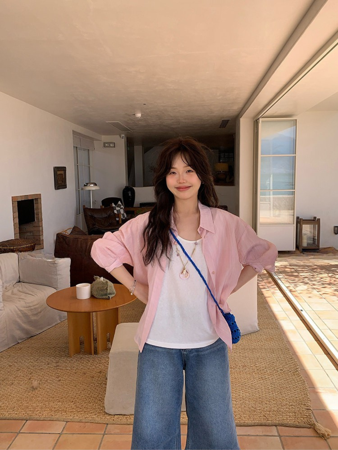 ロゼシフォンライトシャツ