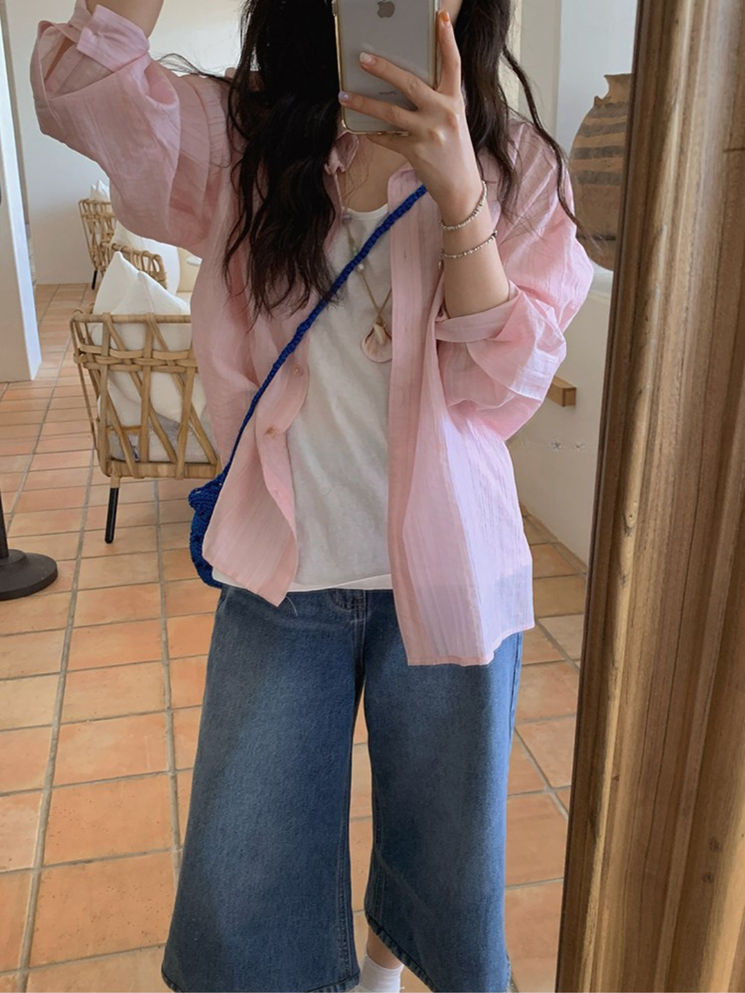 ロゼシフォンライトシャツ