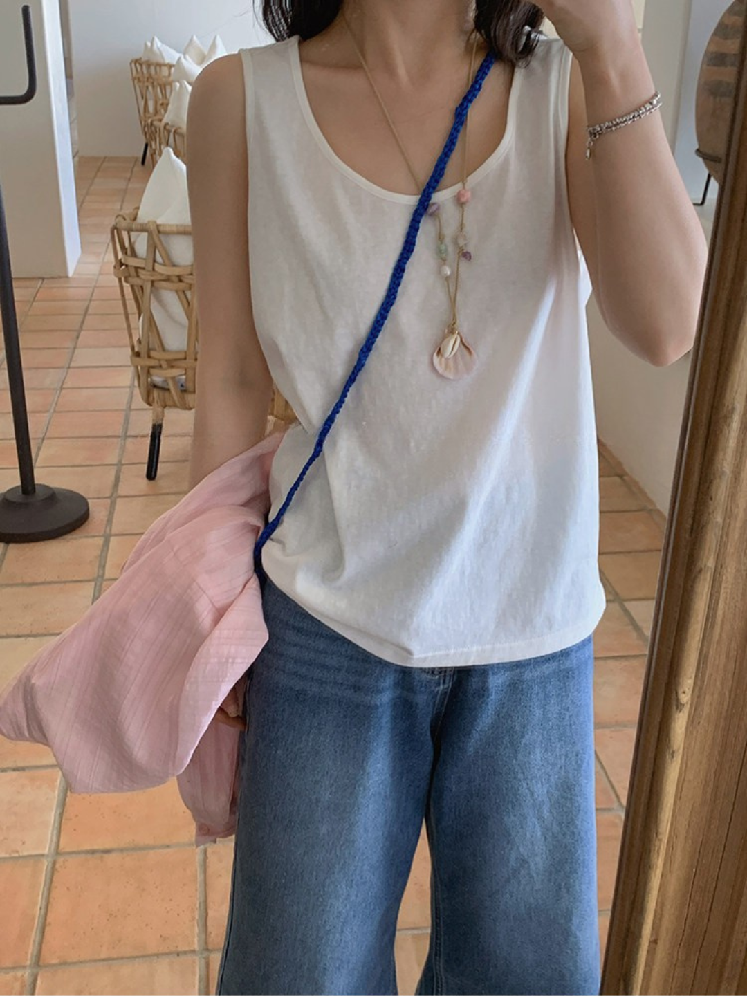 ロゼシフォンライトシャツ
