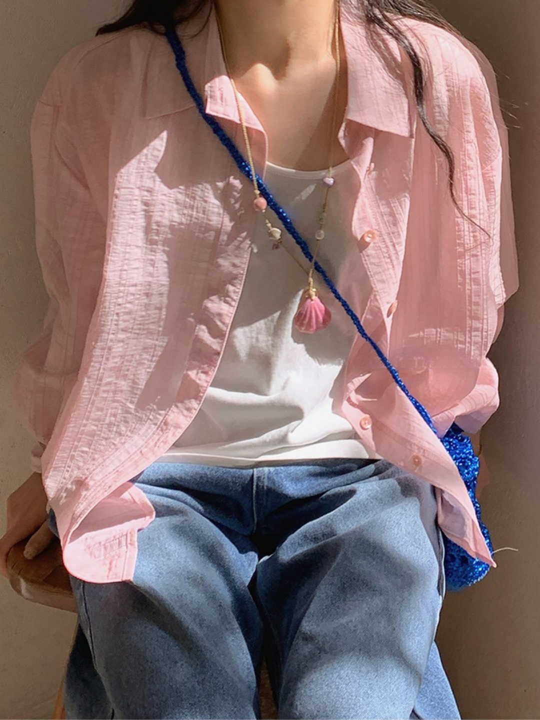 ロゼシフォンライトシャツ