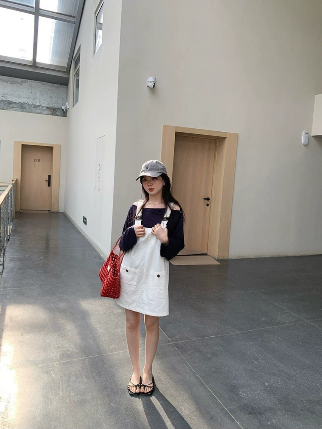デニムサスペンダーミニワンピース