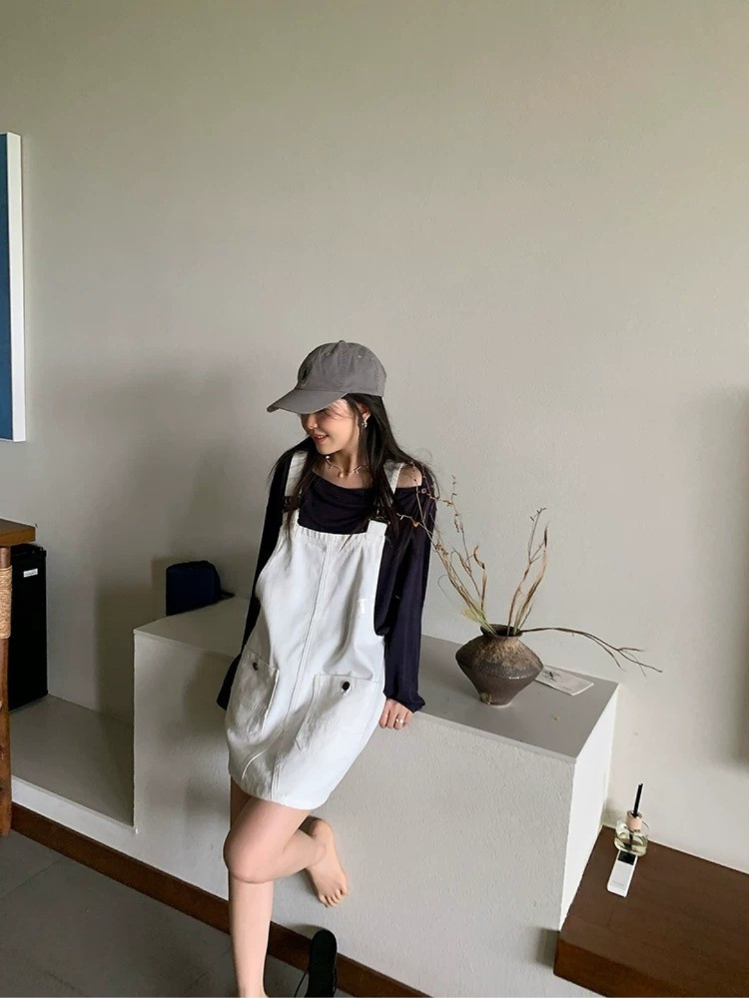 デニムサスペンダーミニワンピース