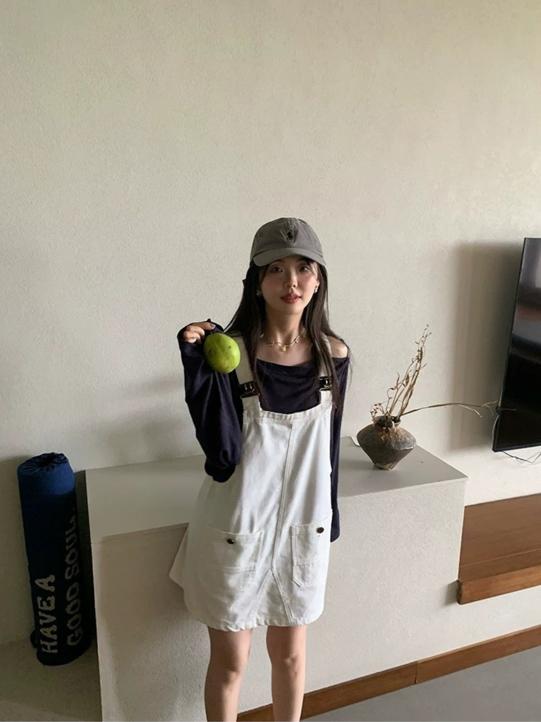 デニムサスペンダーミニワンピース
