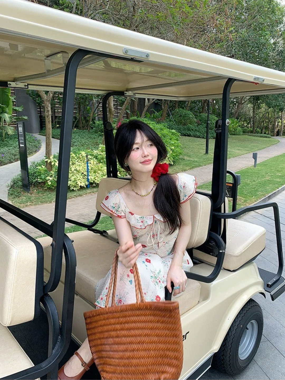 フレンチフラワー リボンワンピース