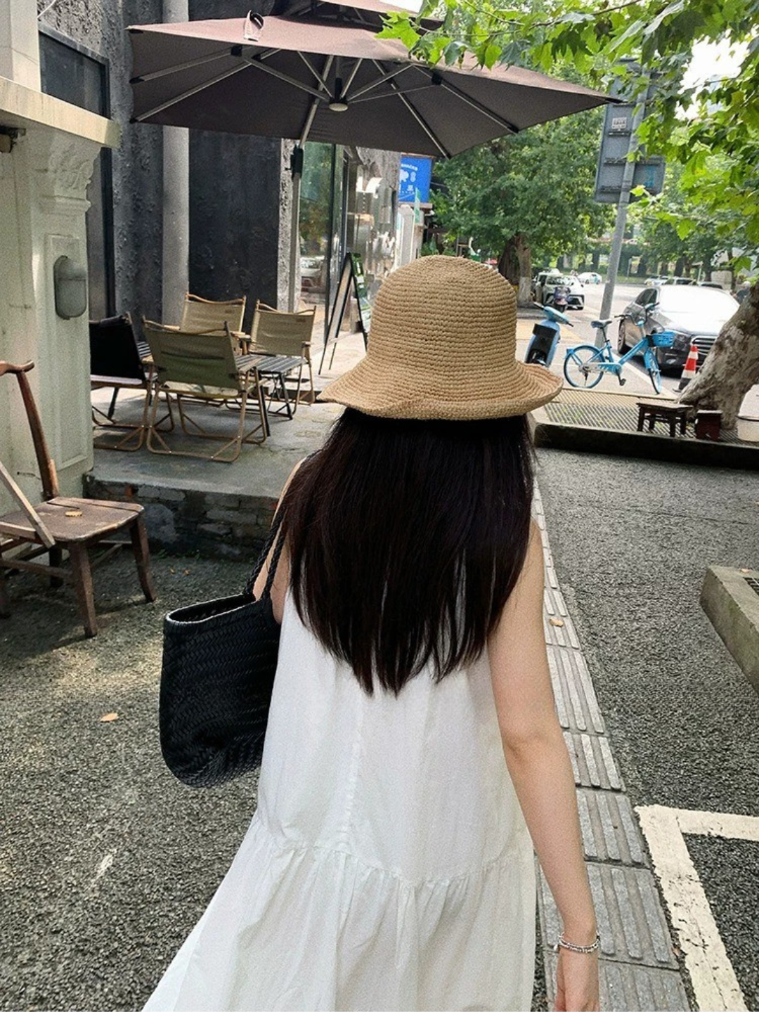 コットンギャザーロングワンピース