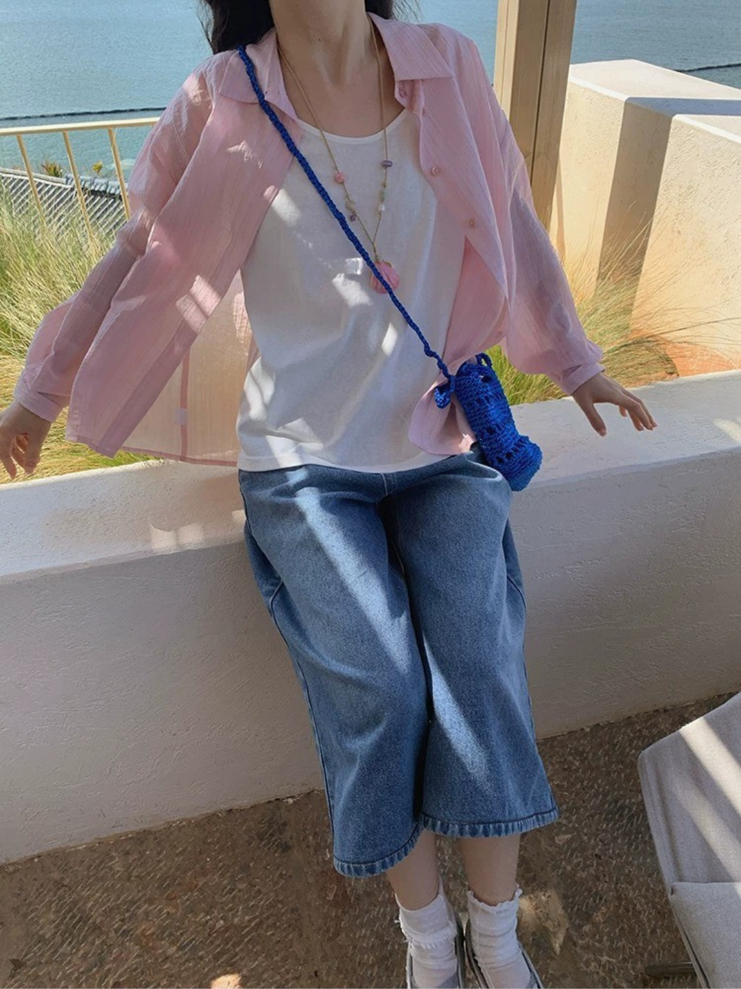ロゼシフォンライトシャツ
