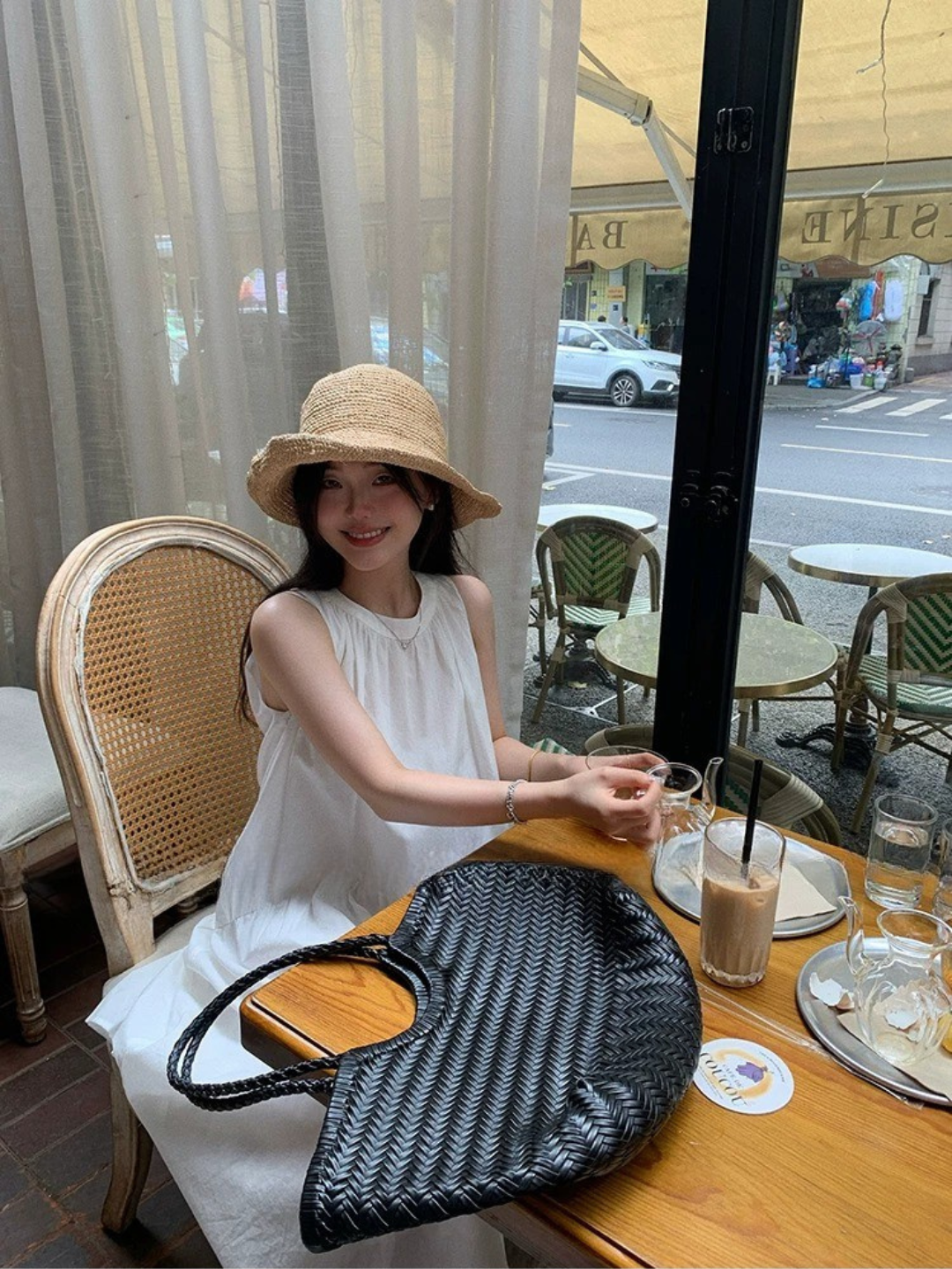 コットンギャザーロングワンピース