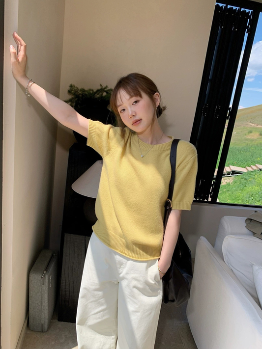 ふわりメリノ半袖ニット