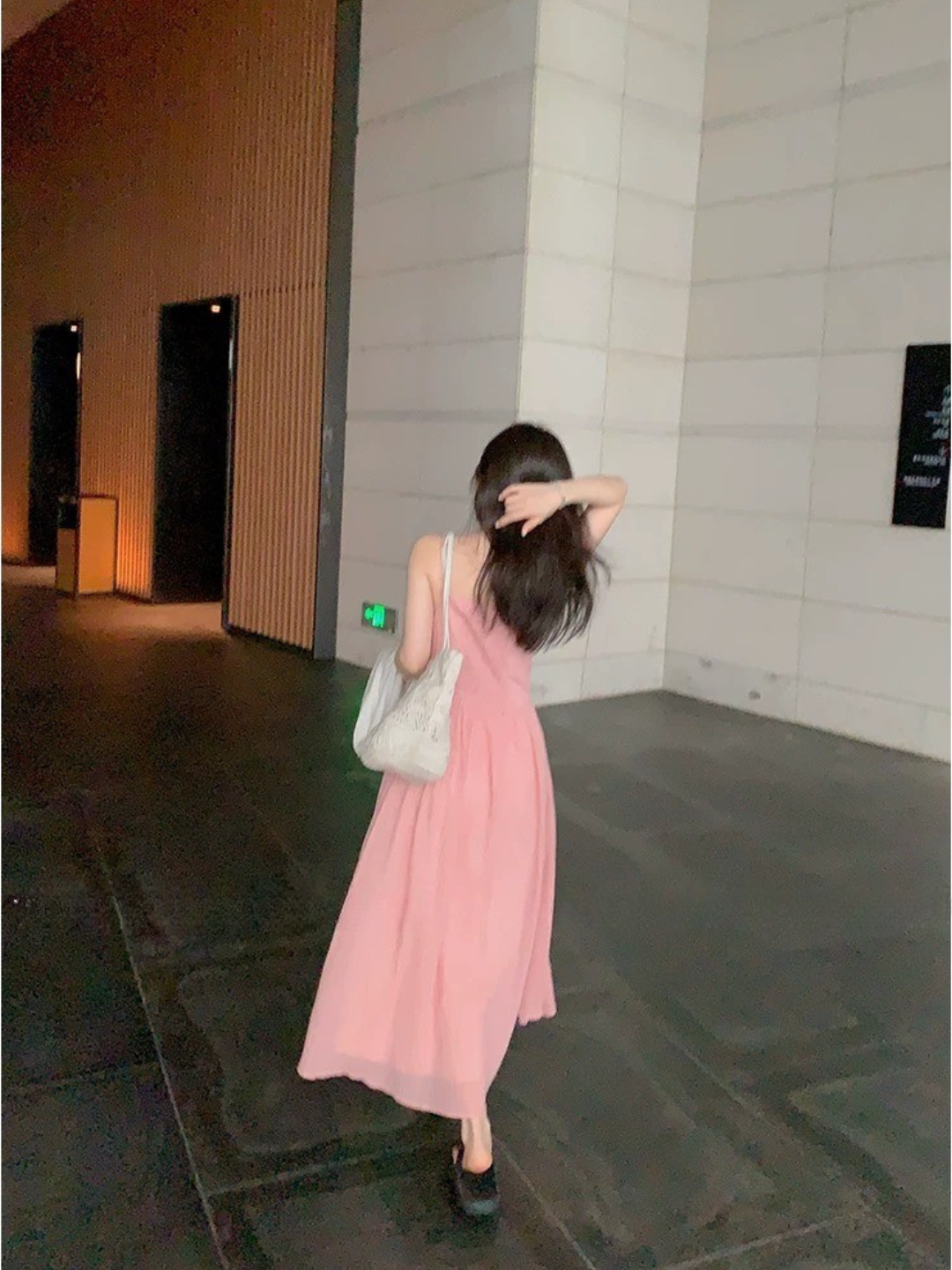 ピンクギンガムロングワンピース