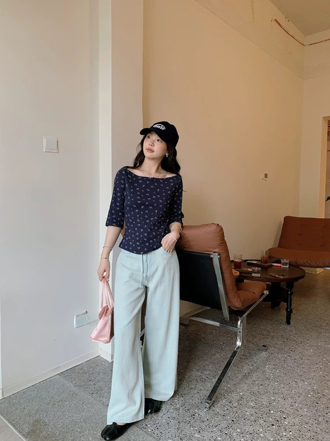 ソフトデニムワイドパンツ
