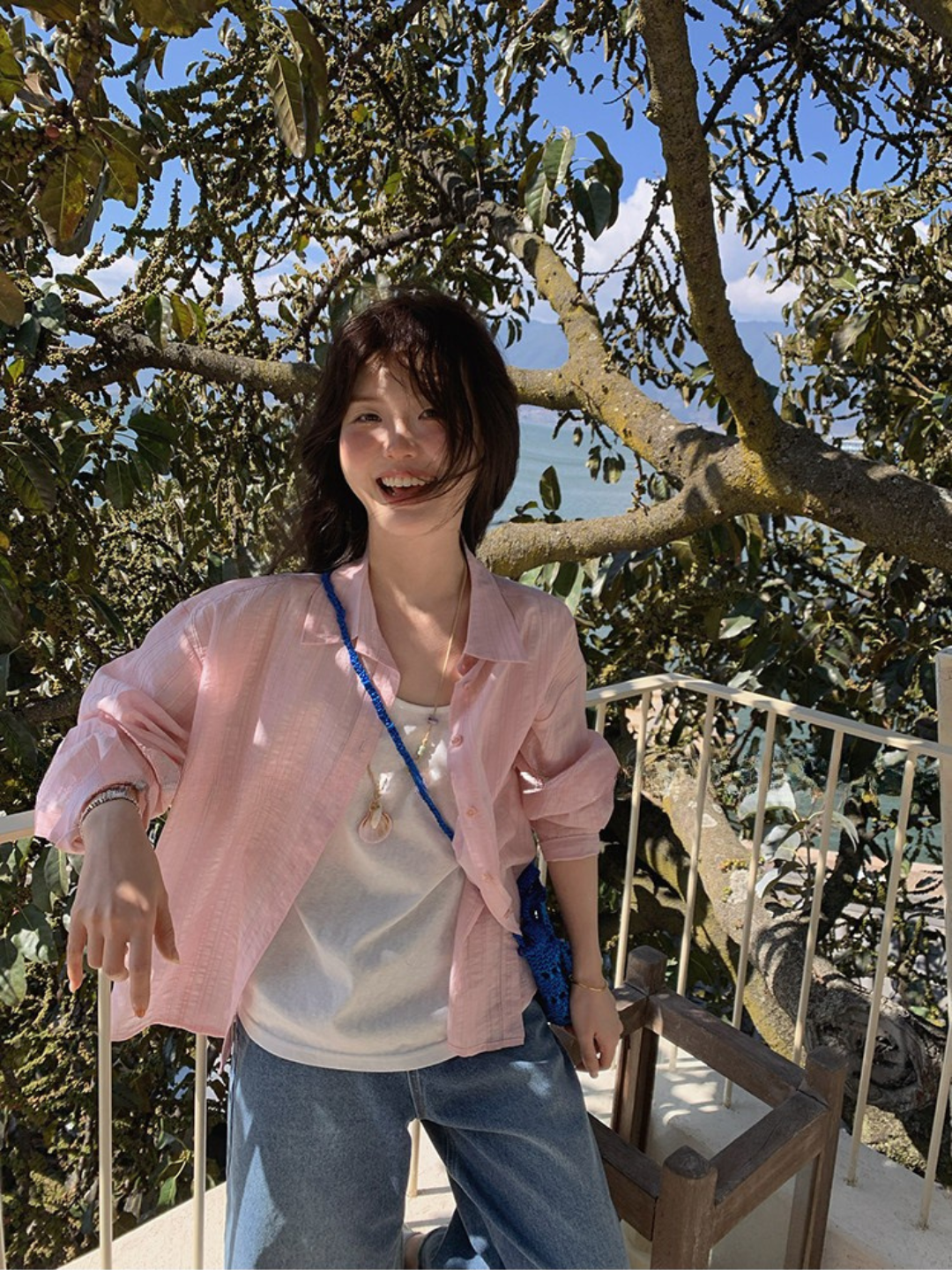 ロゼシフォンライトシャツ